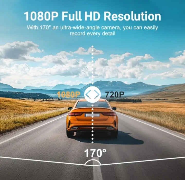 🚗 Triple Cámara HD para Máxima Cobertura 170° – Frontal + Trasera + Izquierda