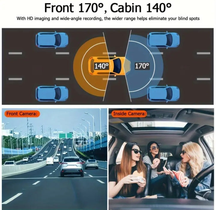 Cámara Doble Lente 1080P 🚗🎥 – Visión Nocturna, G-Sensor, Grabación en Bucle, Monitoreo 24/7 y Rotación 360°